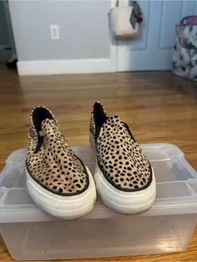 Restricted Leopard Print Slip-On Sneakers - Tan/Black
